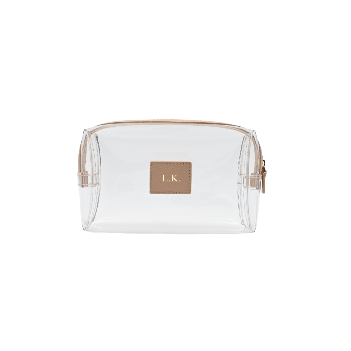 Kosmetiktasche Glattleder | Beige & Gold