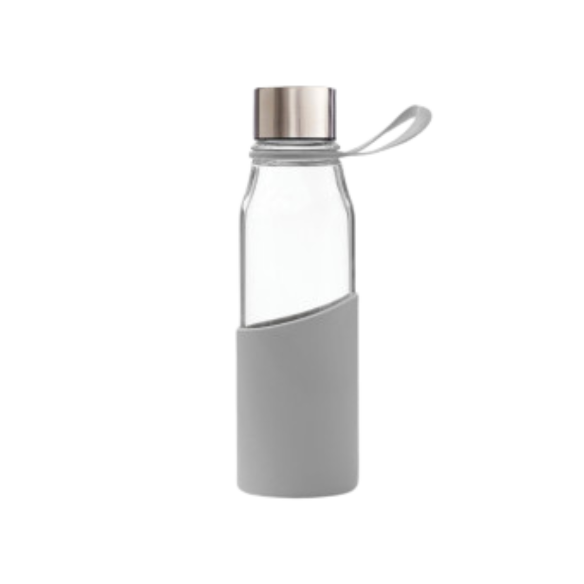 Glasflasche mit Silikon Sleeve | Grau