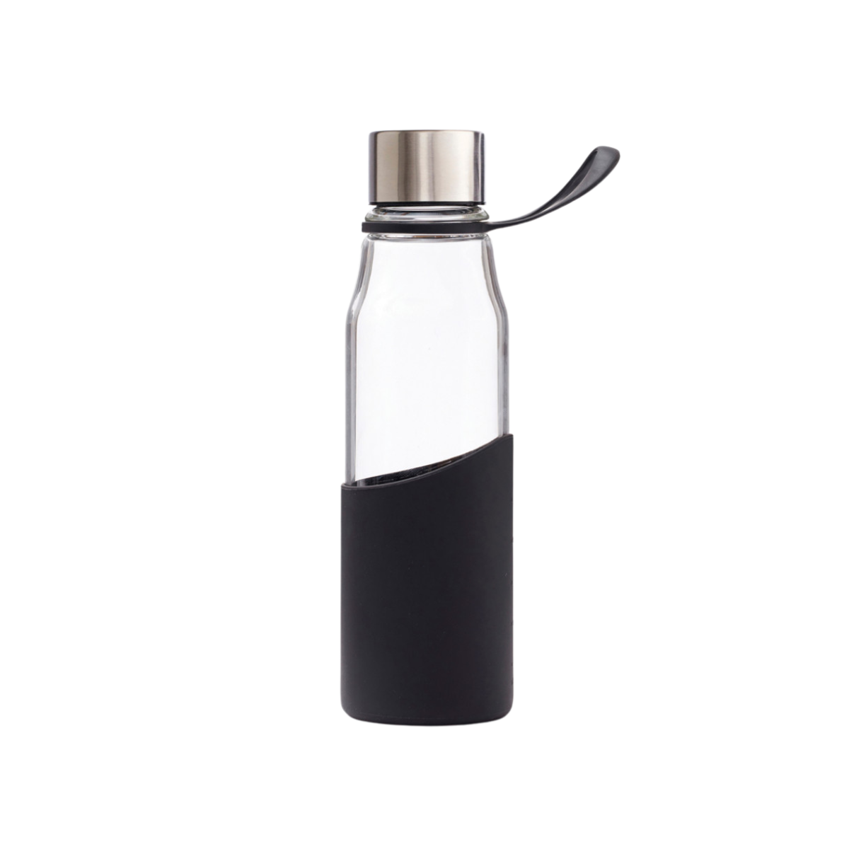Glasflasche mit Silikon Sleeve | Schwarz