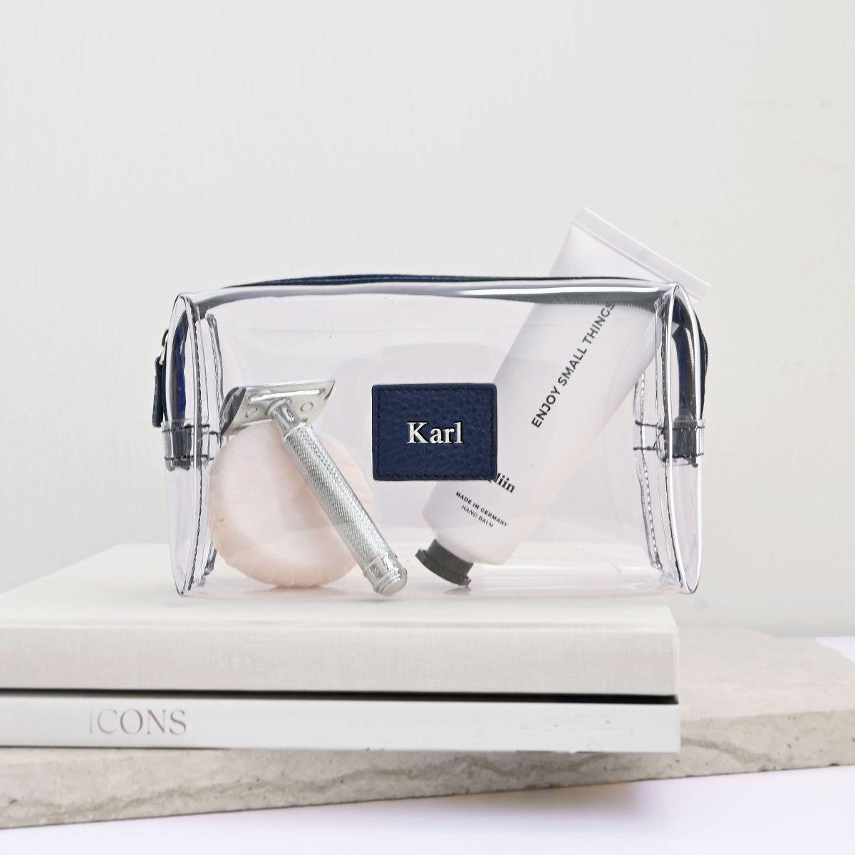Kosmetiktasche | Nachtblau & Silber